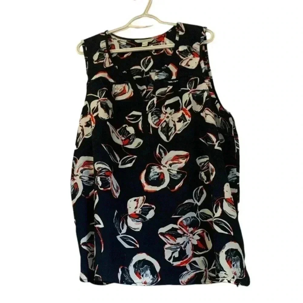 Catherine Maladrino Floral lightweight tunic w black edging